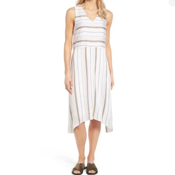 Nordstrom Signature Sleeveless Stripe Stretch Silk Dress 4 - Picture 1 of 10